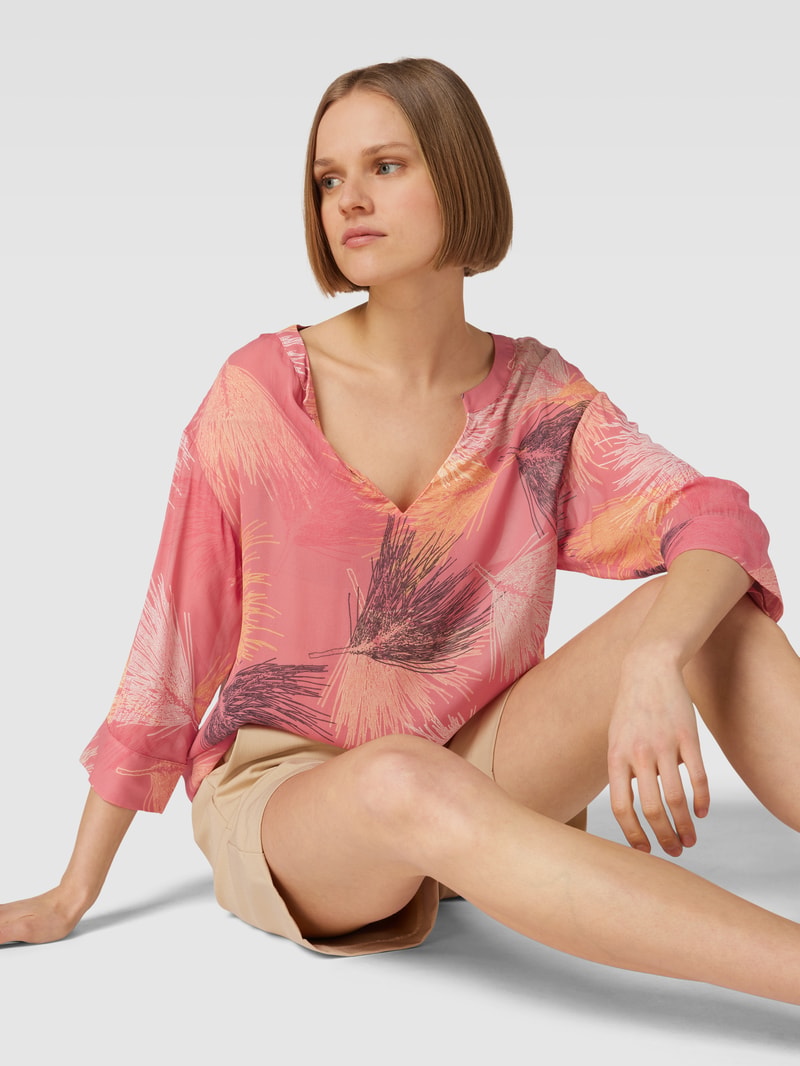 Bluse mit Tunikakragen in rot