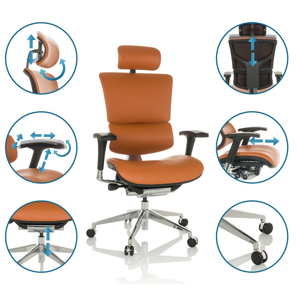 hjh OFFICE Drehstuhl Luxus Chefsessel ERGO-U2 L Leder (1 St), Bürostuhl ergonomisch