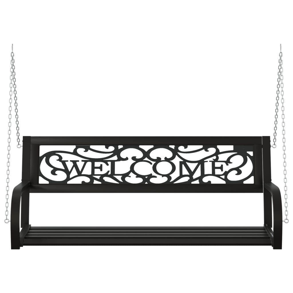 vidaXL Hollywoodschaukel Hollywoodschaukel 125 cm Stahl und Kunststoff Schwarz 2-Sitzer