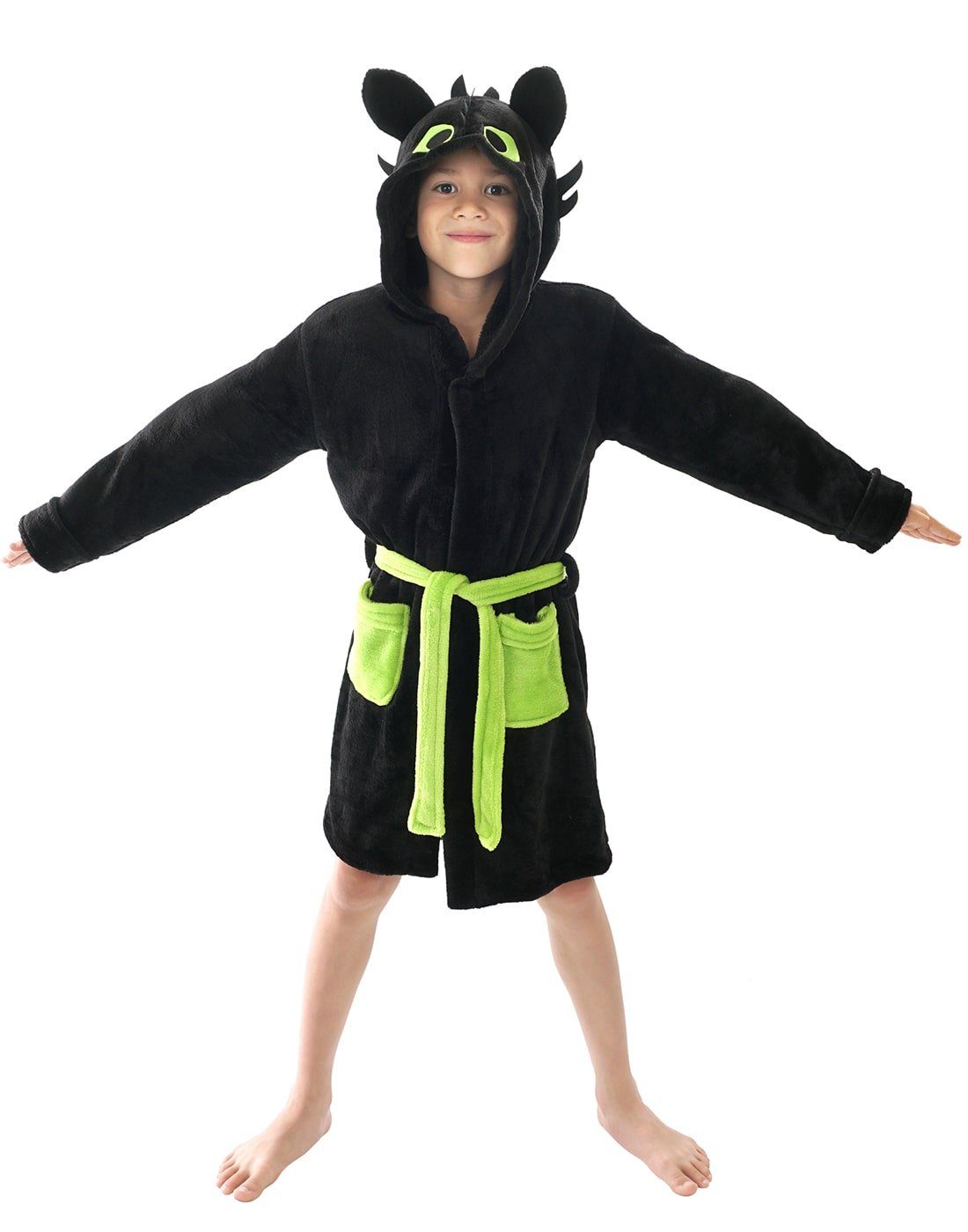 GalaxyCat Bademantel Ohnezahn Kinderbademantel mit Kapuze für Drachenzähmen leicht gemacht, Polyester, Bademantel, Gürtel, Gürtel, Ohnezahn Kinderbademantel