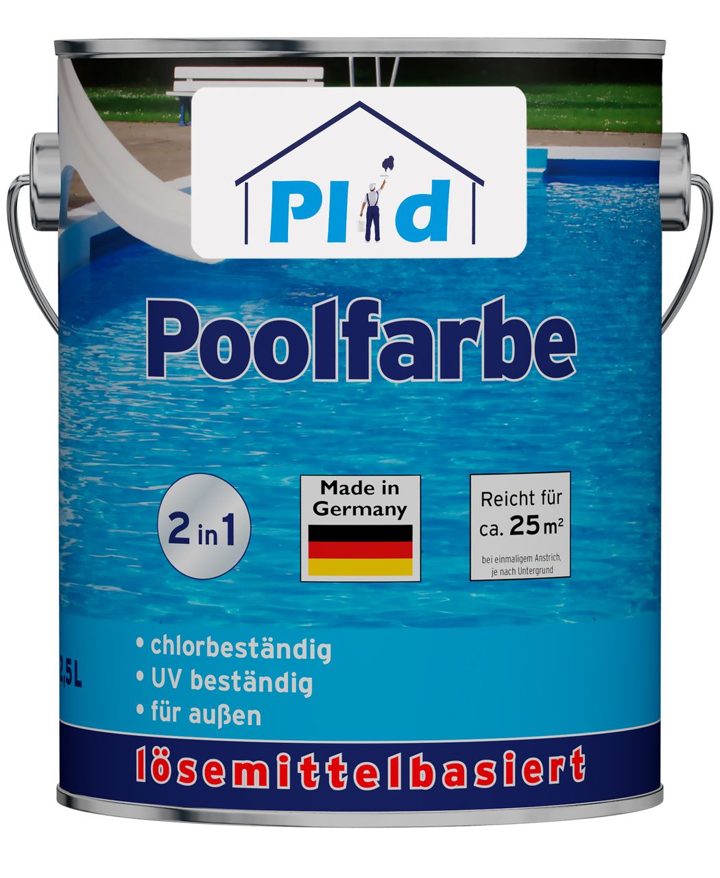 Plid Premium Poolfarbe Schwimmbeckenfarbe Unterwasserfarbe Poolblau Blau