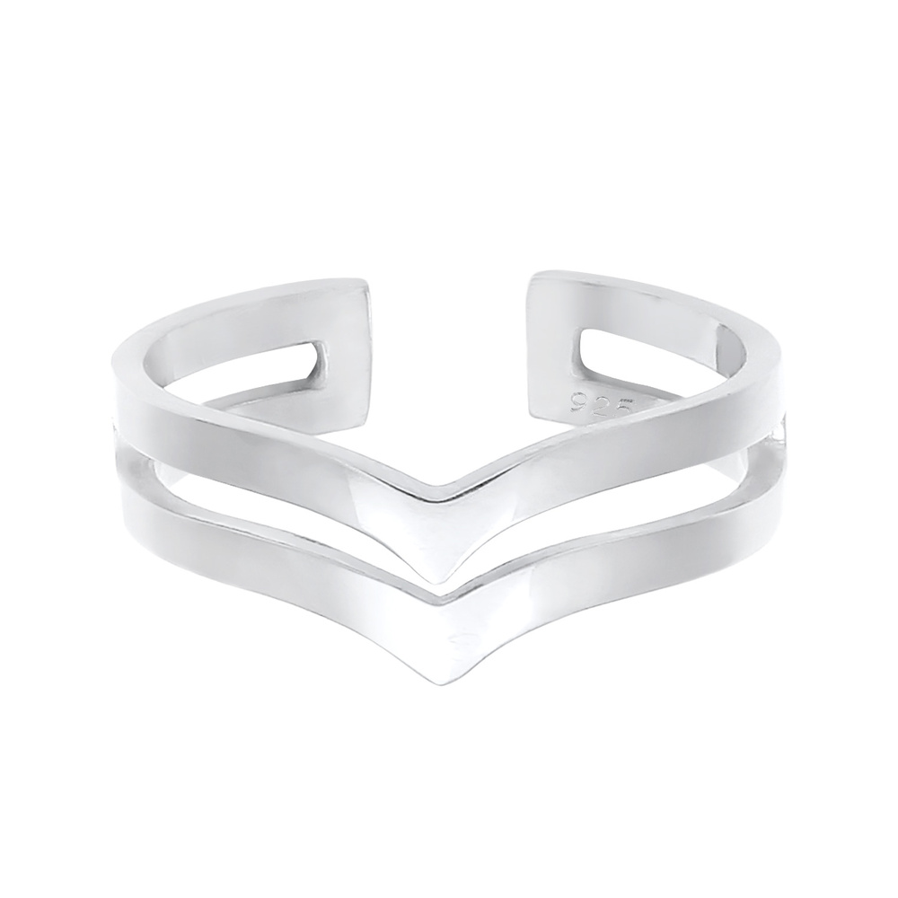 Elli Elli Bague Dames ouvertes en forme de V avec un Angle Géo de base brillant en arg Bague