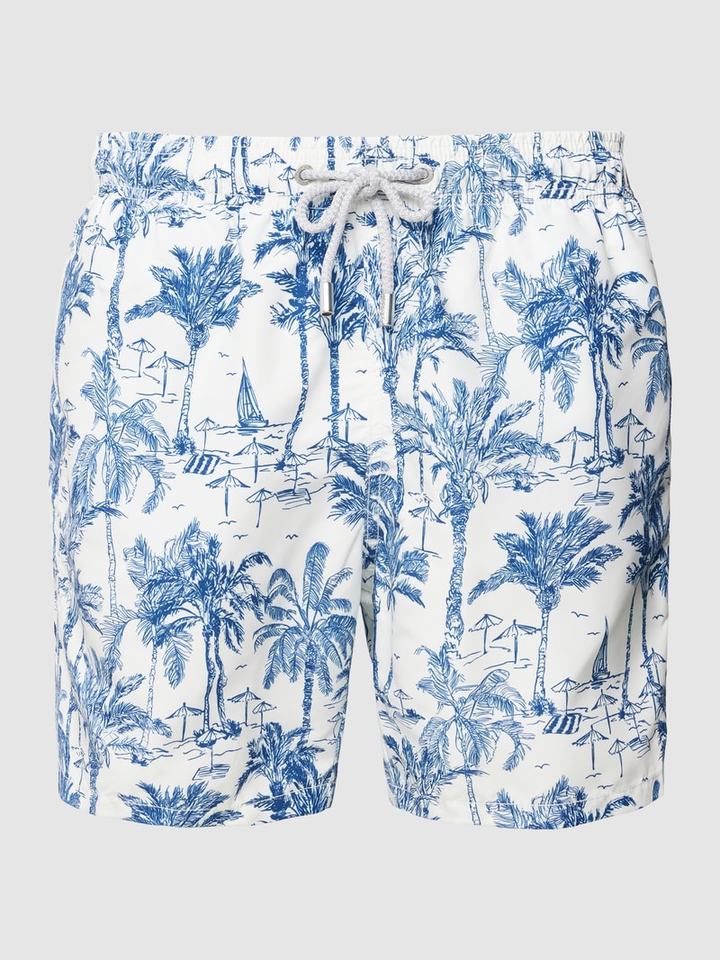 Badehose mit Motiv-Prints Modell 'GUSTAVIA' in weiß