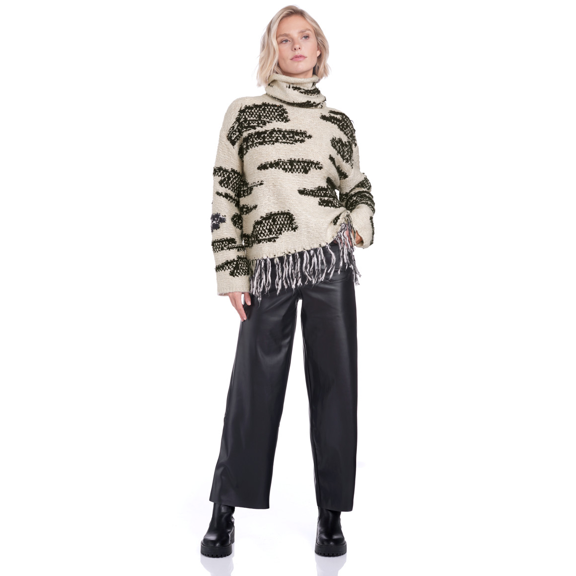 Damen Strickpullover mit Fransen