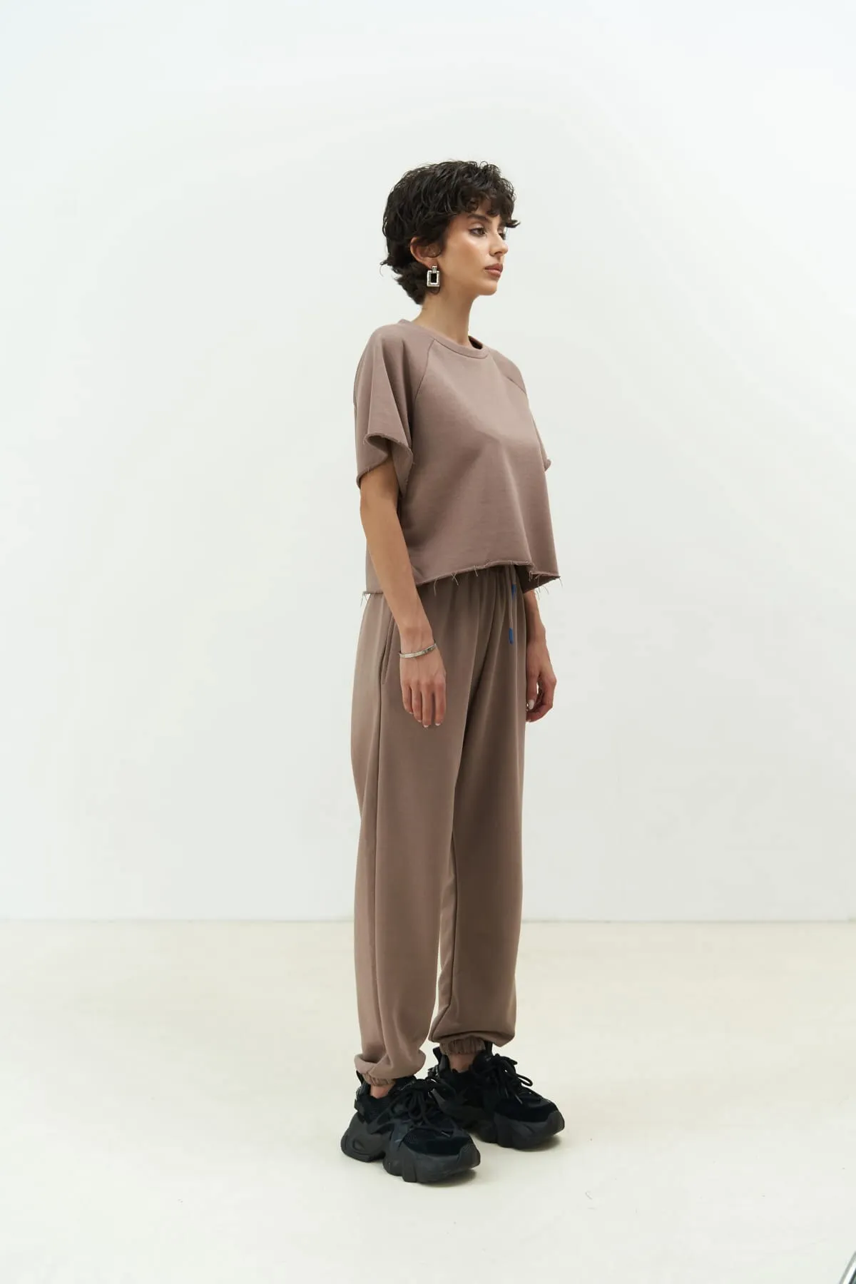 MAİ COLLECTİON  Vero Grey Crop-Trainingsanzug-Set