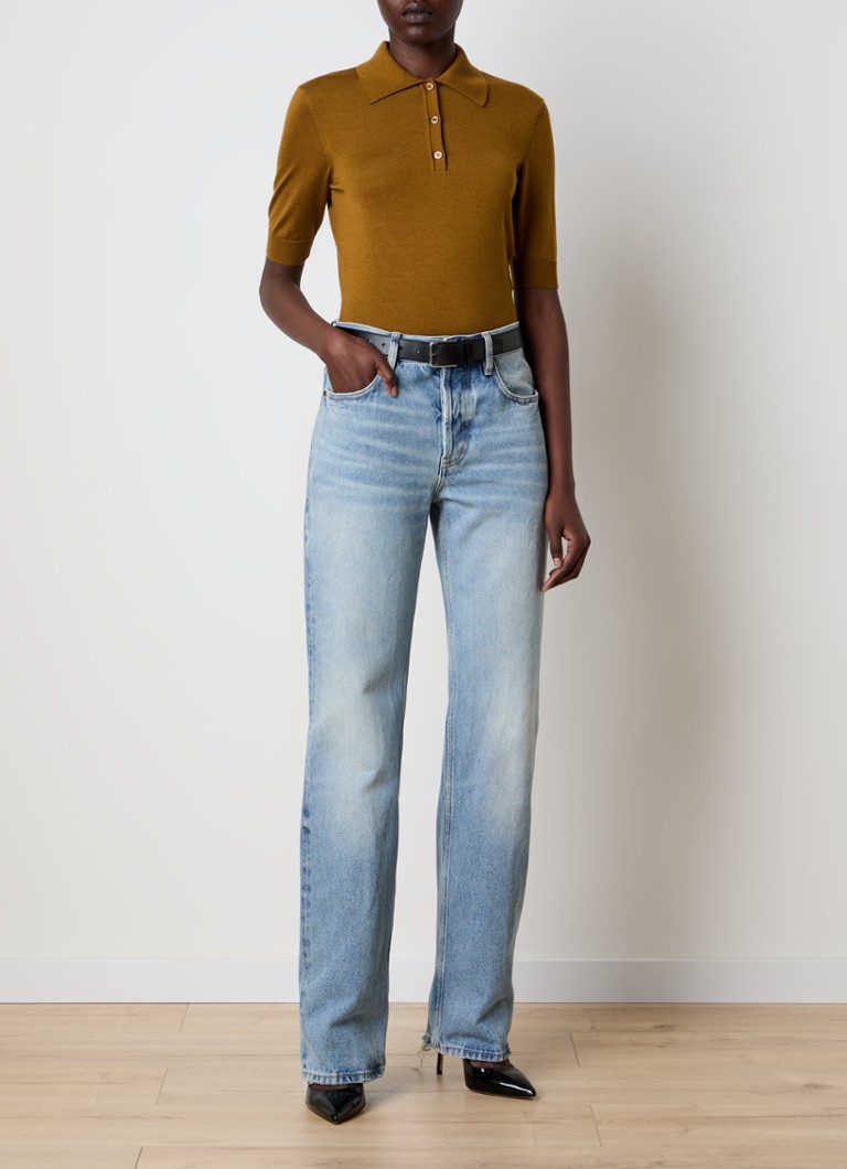 Blugi Jean Saint Laurent Nico cu talie înaltă, croială dreaptă și ușor distressed.
