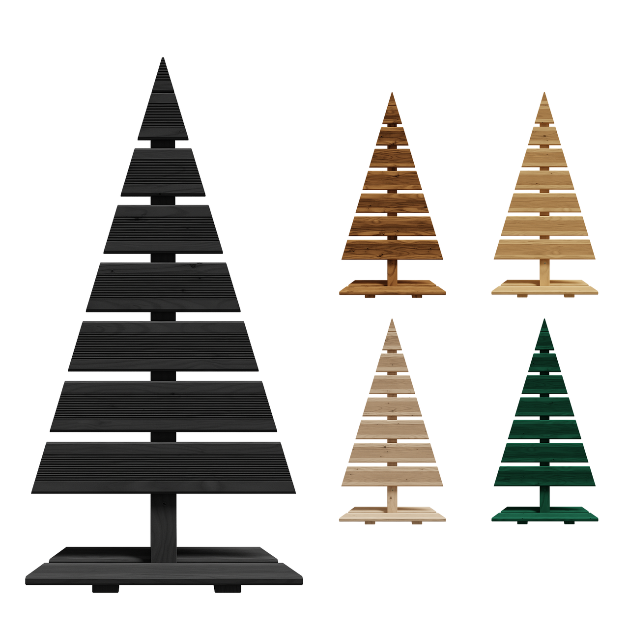 Pemicont Floranica Holz-Weihnachtsbaum Natur Dekobaum Tanne 90x45cm Weihnachtsdekoration Anthrazit