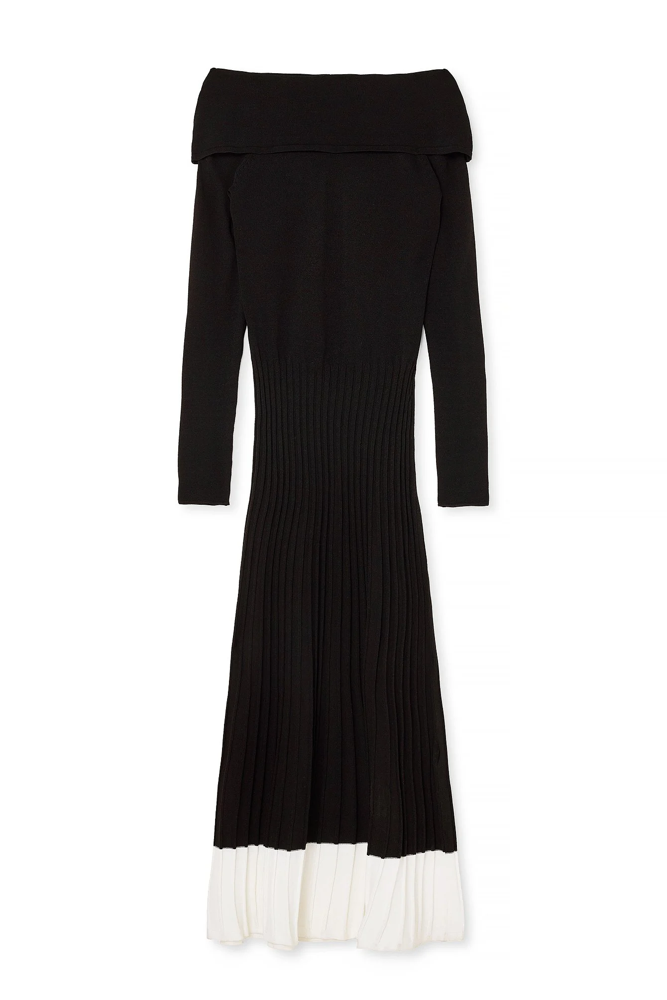 Schulterfreies Maxi-Strickkleid