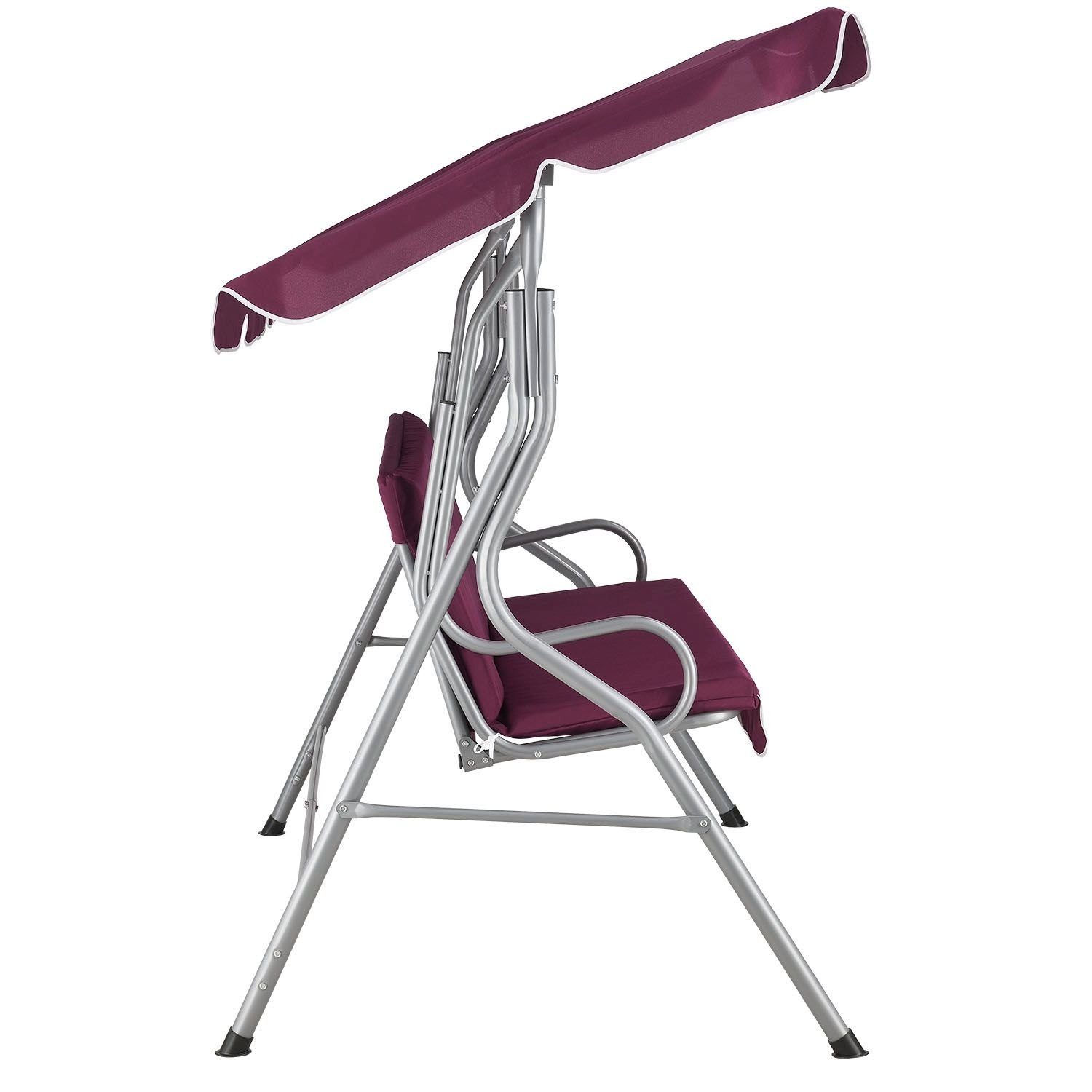 Juskys Hollywoodschaukel Cecina, 3-Sitzer, bis 200 kg, mit Dach und Sitzauflage, für Garten und Terrasse