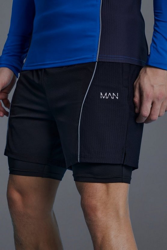 Man Active 2-in-1 Shorts mit Mesh-Einsatz