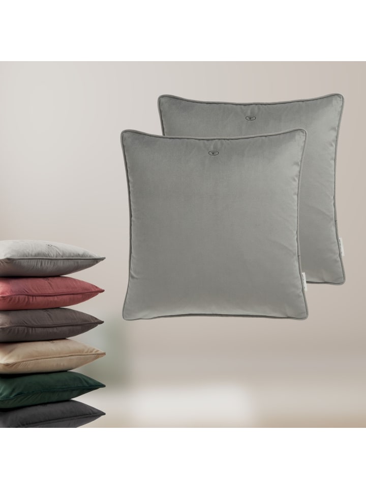 Tom Tailor TT Kissenhülle 2er Set VelvetSignature 45 x 45 cm in Grau günstig kaufen 45 x 45 cm