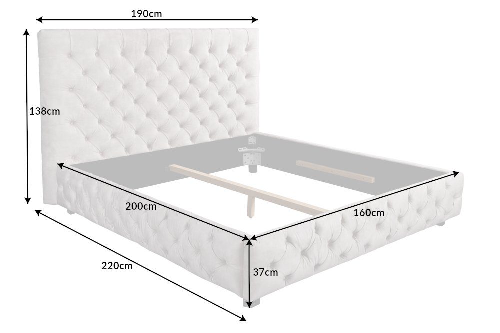 riess-ambiente Polsterbett PARIS 160x200cm grau olive (Einzelartikel, 1-tlg), Schlafzimmer · Samt · Gäste · Doppel · Queensize · Chesterfield Design