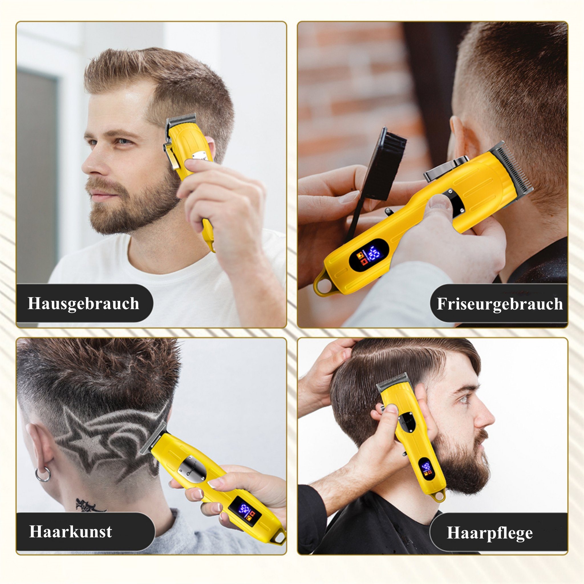 CkeyiN Haar- und Bartschneider Elektrisch Haarschneidemaschine Profi Haarschneider, Harrtrimmer und Reinigungsbürste, mit 9 Kammaufsätzen, Schneidkopf aus Keramik und Edelstahl, geräuscharm