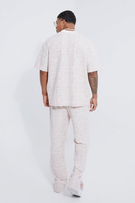 Jacquard Jogginghose mit geteiltem Saum