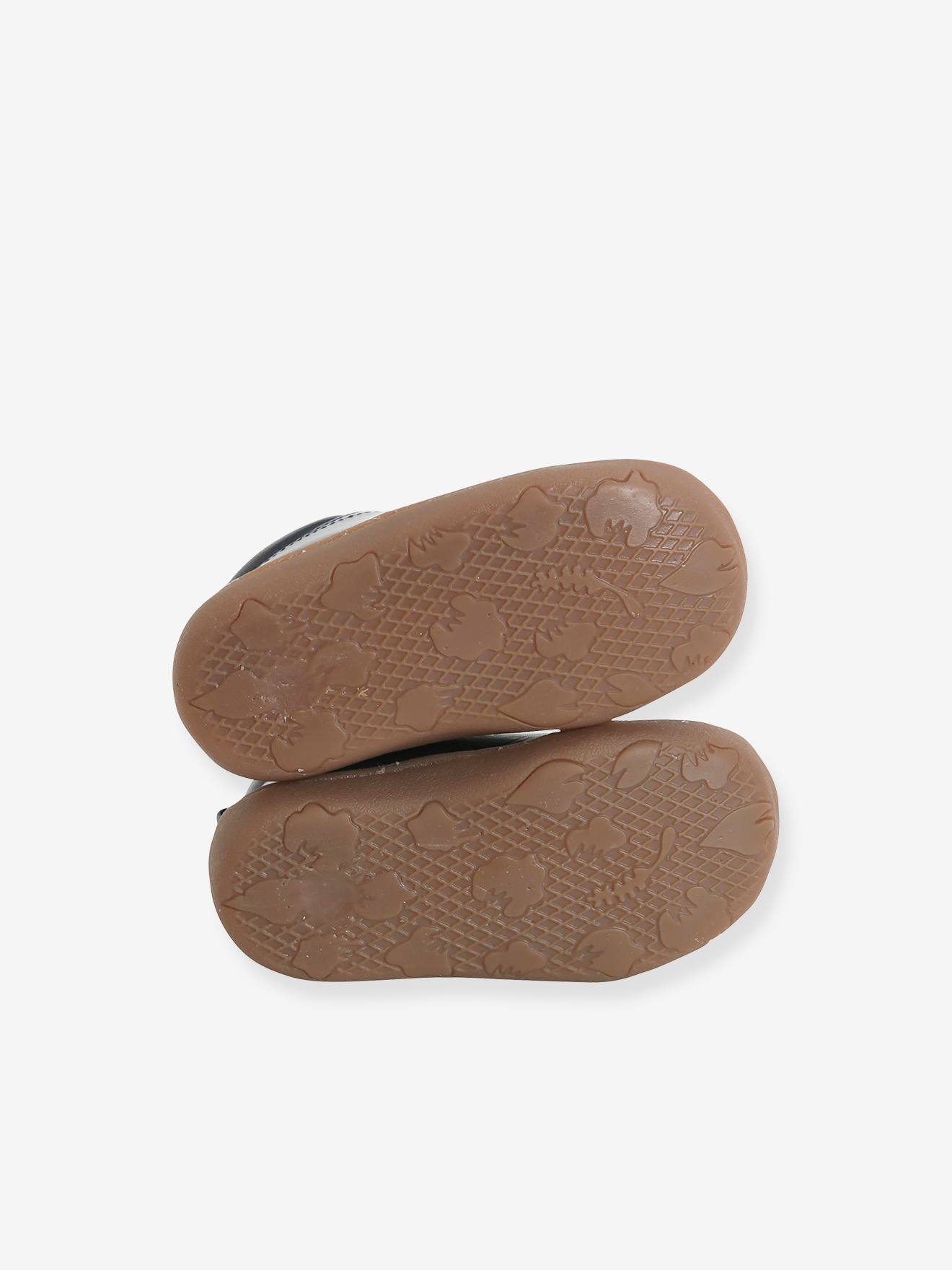 Vertbaudet Jungen Baby Krabbelschuhe, pflanzlich gegerbtes Leder - marine