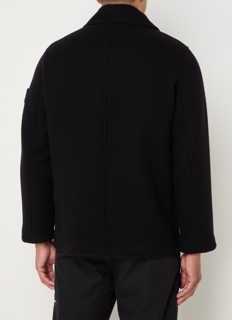 Παλτό Stone Island 441F5 με σταυρωτό τελείωμα από μείγμα κασμίρ και μαλλιού με πλαϊνές τσέπες