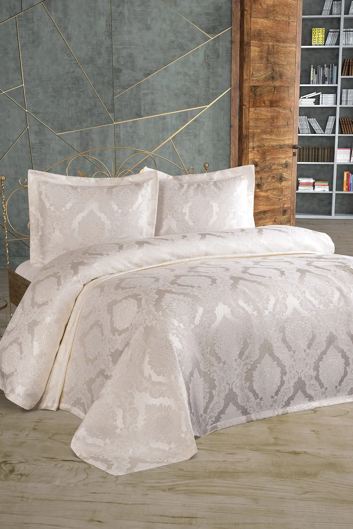 Çeyiz Diyarı  Şulem Jacquard Chenille Tagesdecke Creme