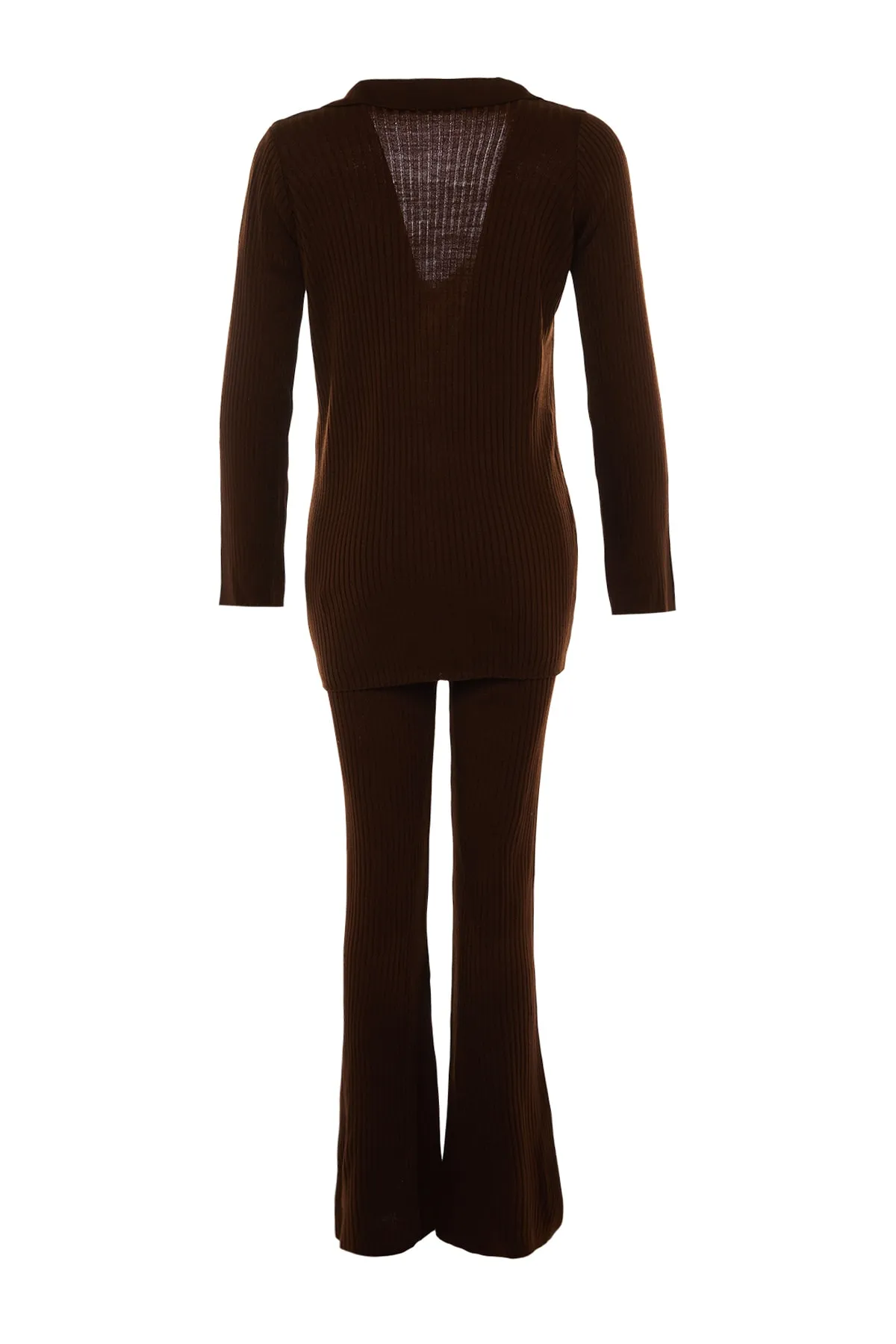 Trendyol Collection  Bitter Brown Basic Strickoberteil und -unterteil-Set mit Polokragen TWOAW23AU00007