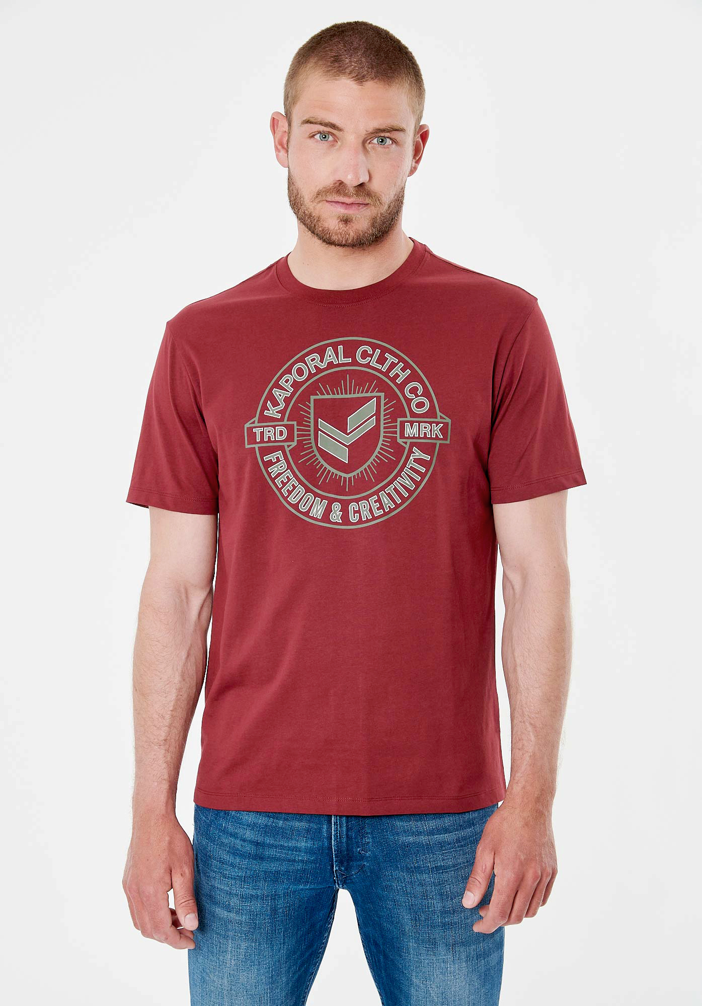 RANDI  T-shirt bordeaux homme 100% coton
