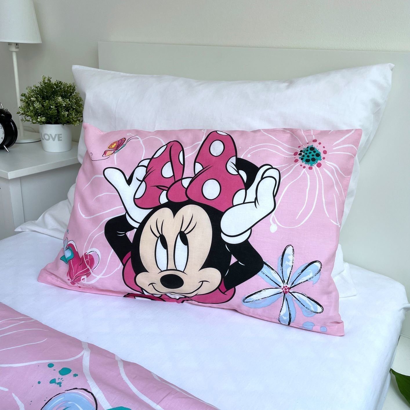 Babybettwäsche Wendebettwäsche Minnie Mouse 2tlg. Baumwolle 100x135 cm + 40x60 cm, , Baumwolle, 2 teilig