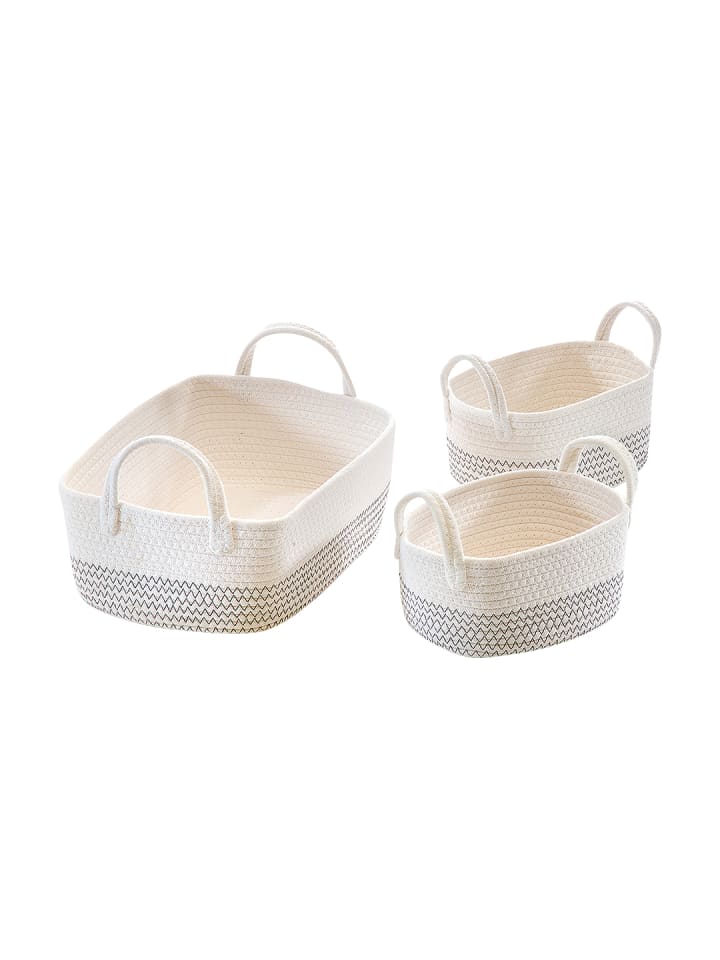 kobolo 3tlg. Set Aufbewahrungskorb PATTERNBASK2 in Weiß günstig kaufen onesize