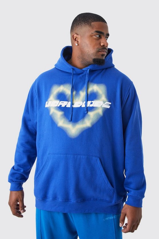 Plus Oversize Hoodie mit Worldwide Herz Print