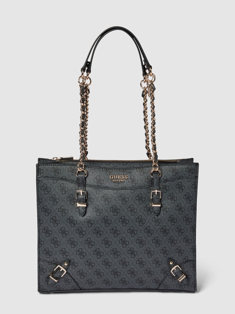 Tote Bag mit Label-Print Modell 'DIDI' in schwarz