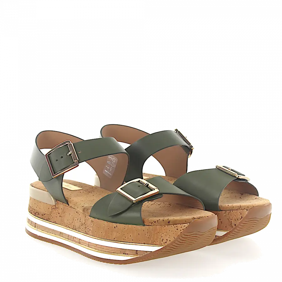 Hogan - Plateausandaletten H354 Kalbsleder khaki - grün