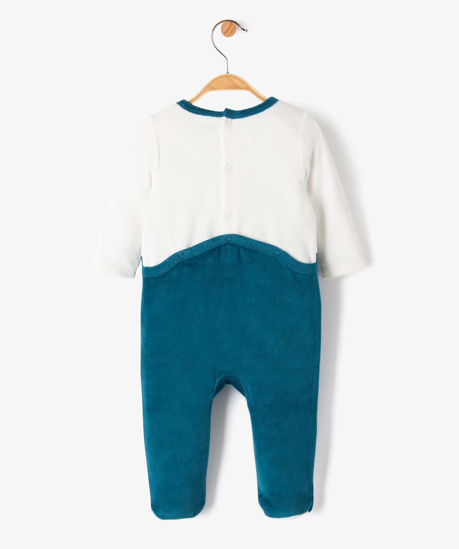 Pyjama dors-bien en velours bicolore bébé ecru | GEMO