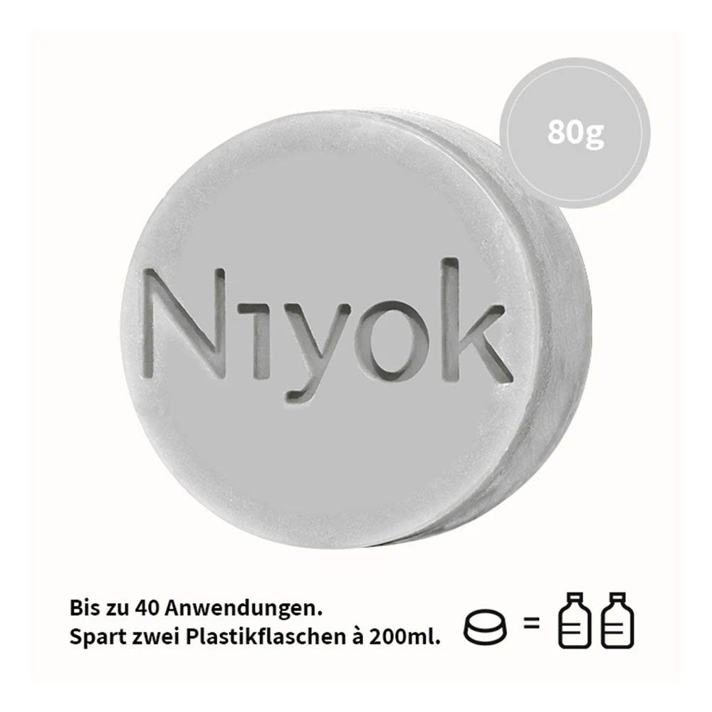 Niyok Feste Duschseife 4in1 feste Dusche Körper+Haare+Gesicht+B - Athletic grey 80g