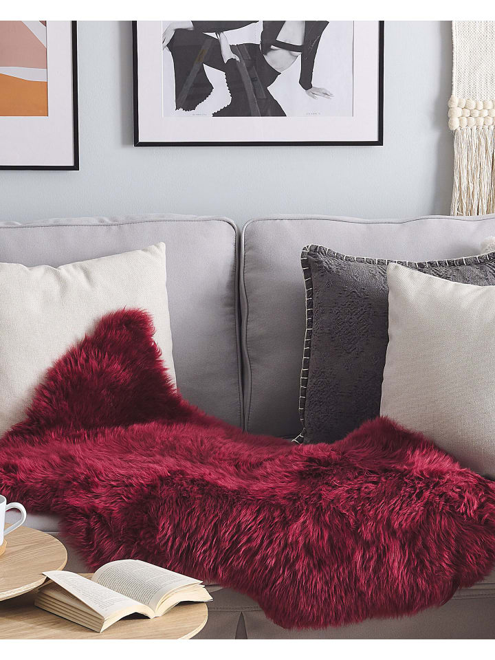 Beliani Schaffell ULURU in Rot - (W) 65 x (H) 8 x (L) 100 cm günstig kaufen onesize