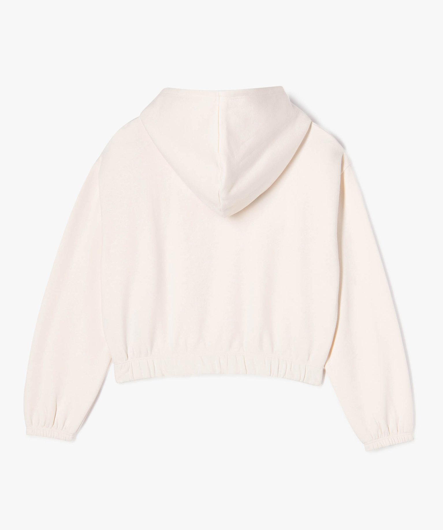 Sweat à capuche court et ample fille ecru | GEMO
