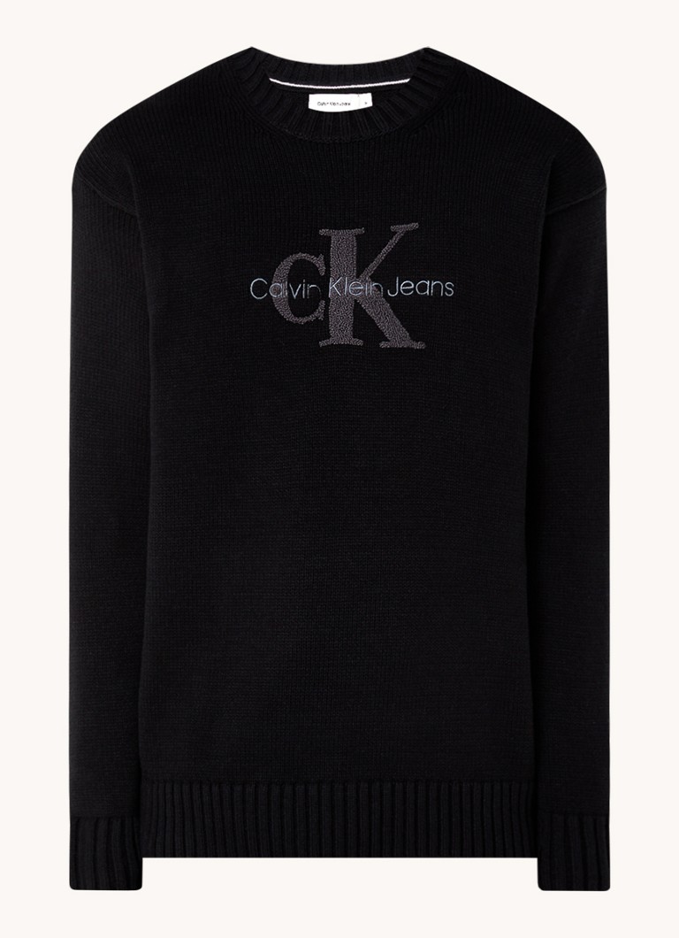 Pulover tricotat fin de la Calvin Klein, cu logo brodat.