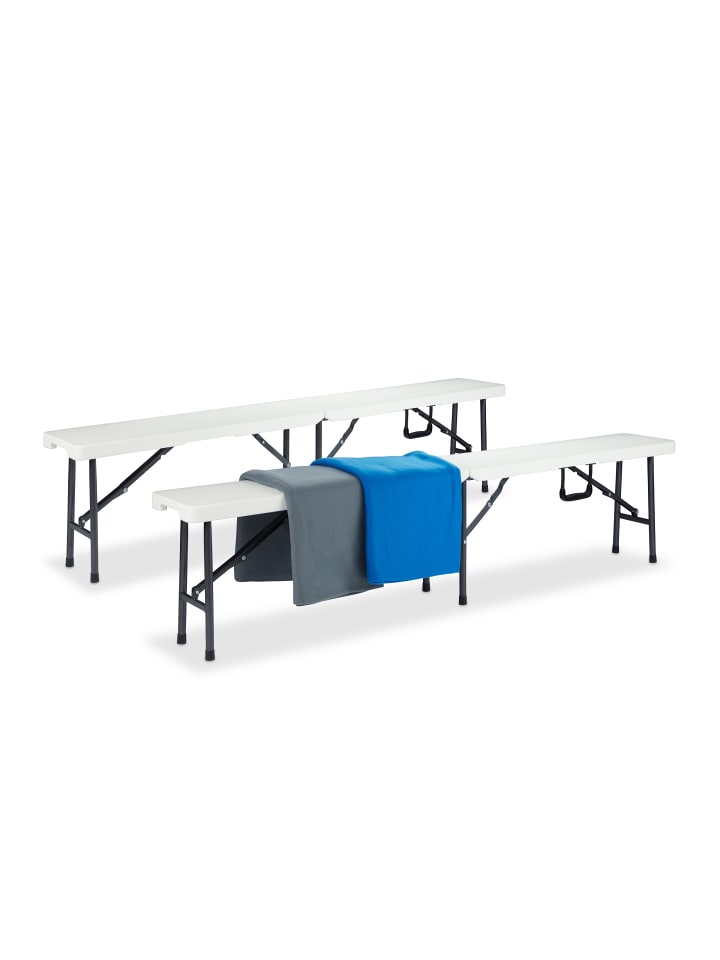 relaxdays 2x Bierbank in Weiß - (B)180 x (H)42 x (T)25 cm günstig kaufen onesize