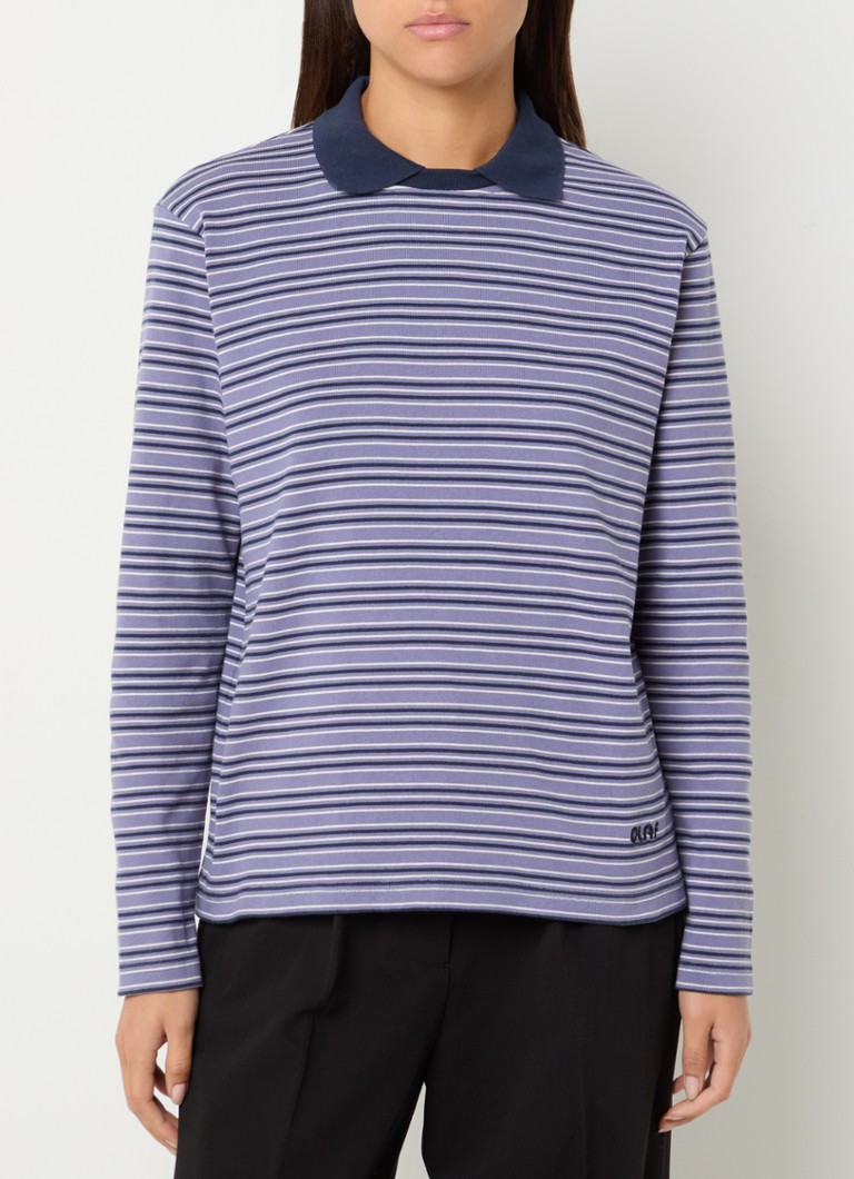 Camicia a maniche lunghe OLAF a righe con colletto polo