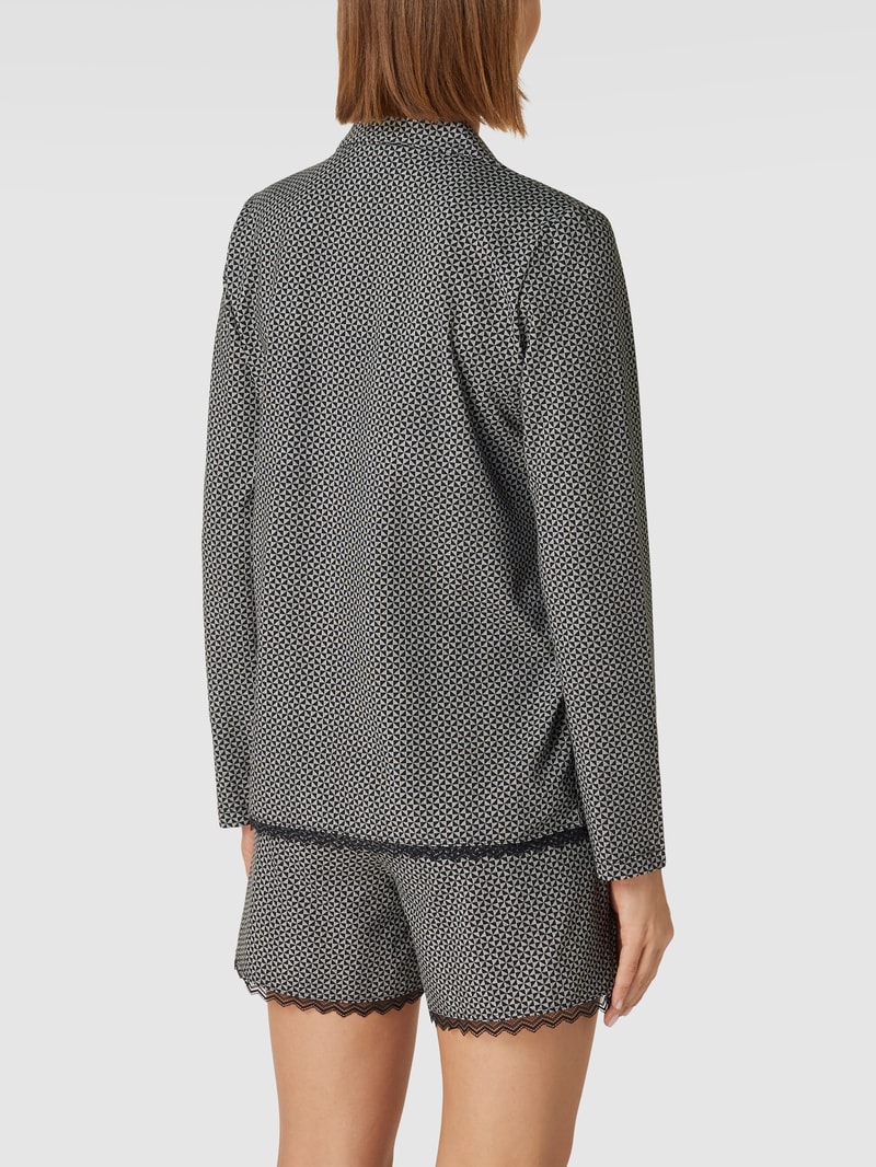 Pyjama-Oberteil mit Allover-Muster in schwarz