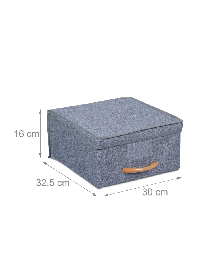 relaxdays 2 x Aufbewahrungsbox in Grau - (B)30 x (H)16 x (T)32,5 cm günstig kaufen onesize