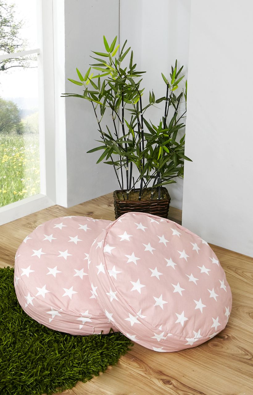 Ticaa 2er Kissen-Set rund Stern Rosa
