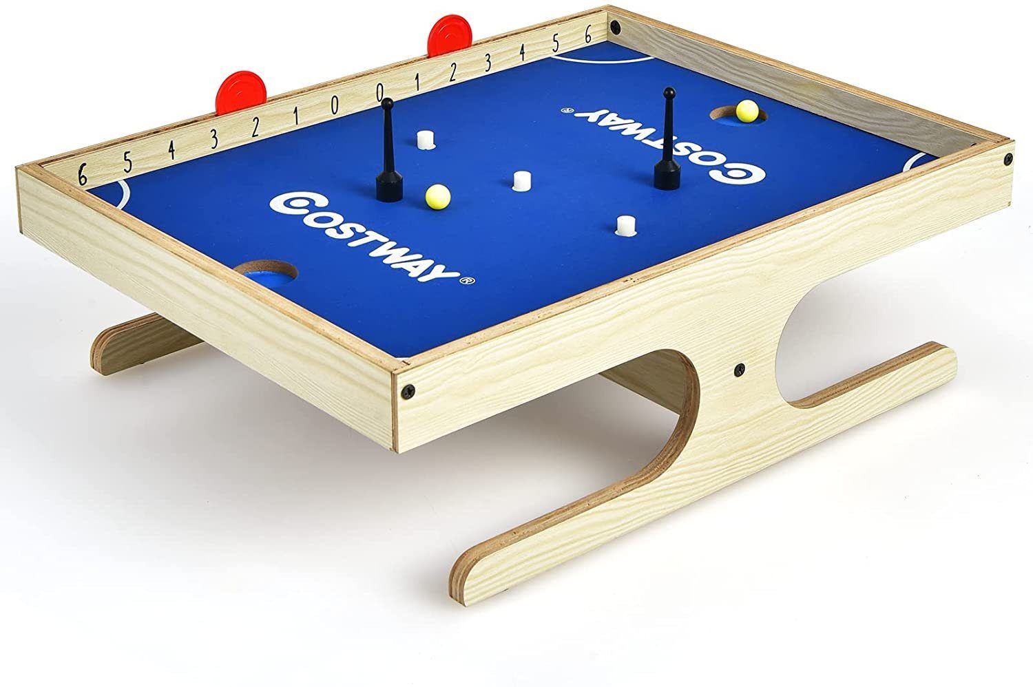 COSTWAY Spiel, Schachspiel, Spieltisch, mit 2 Bällen & 2 magnetischen Griffen