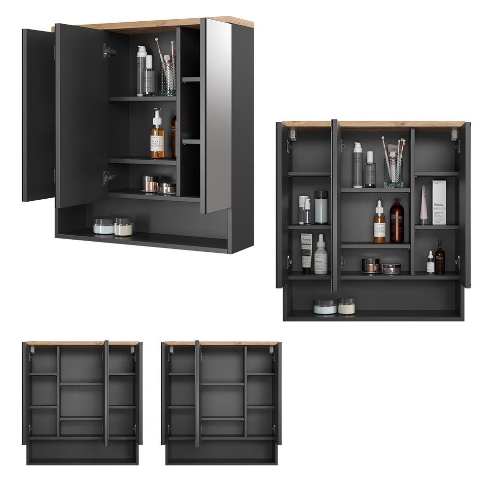 Vicco Spiegelschrank Badspiegel Badschrank EDEN Anthrazit / Artisan