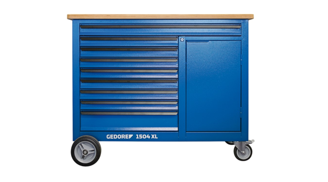Gedore 2259001 1504 XL 1710 Mobil arbeidsbenk ekstra bred med 9 skuffer