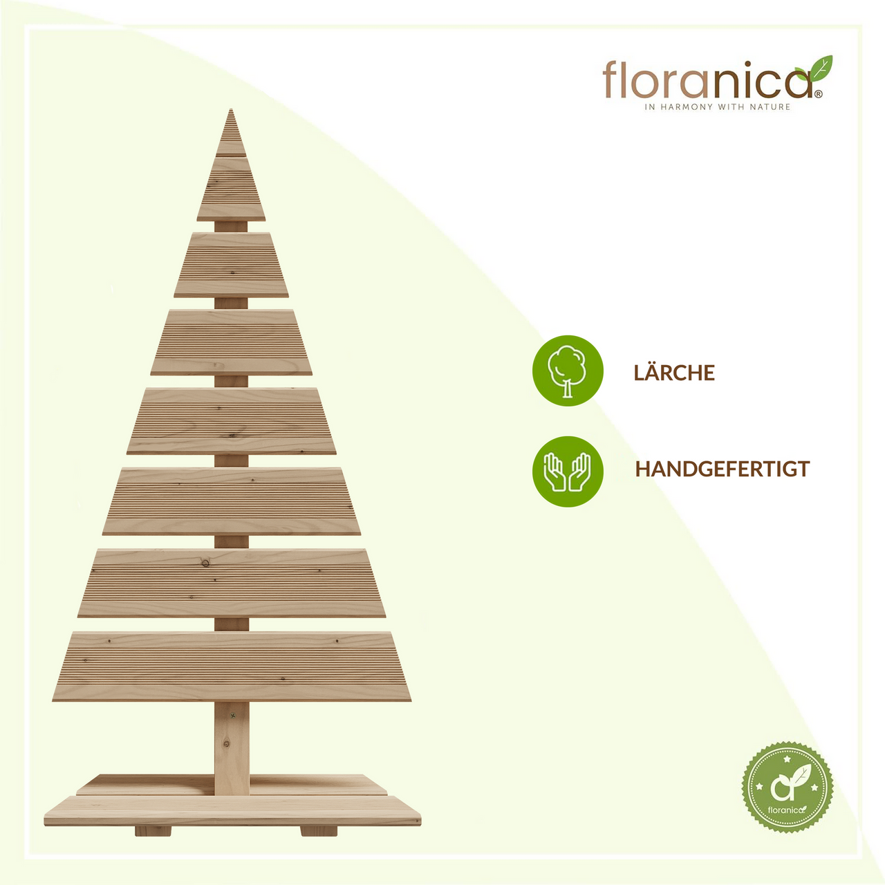 Pemicont Floranica Holz-Weihnachtsbaum Natur Dekobaum Tanne 90x45cm Weihnachtsdekoration Unbehandelt