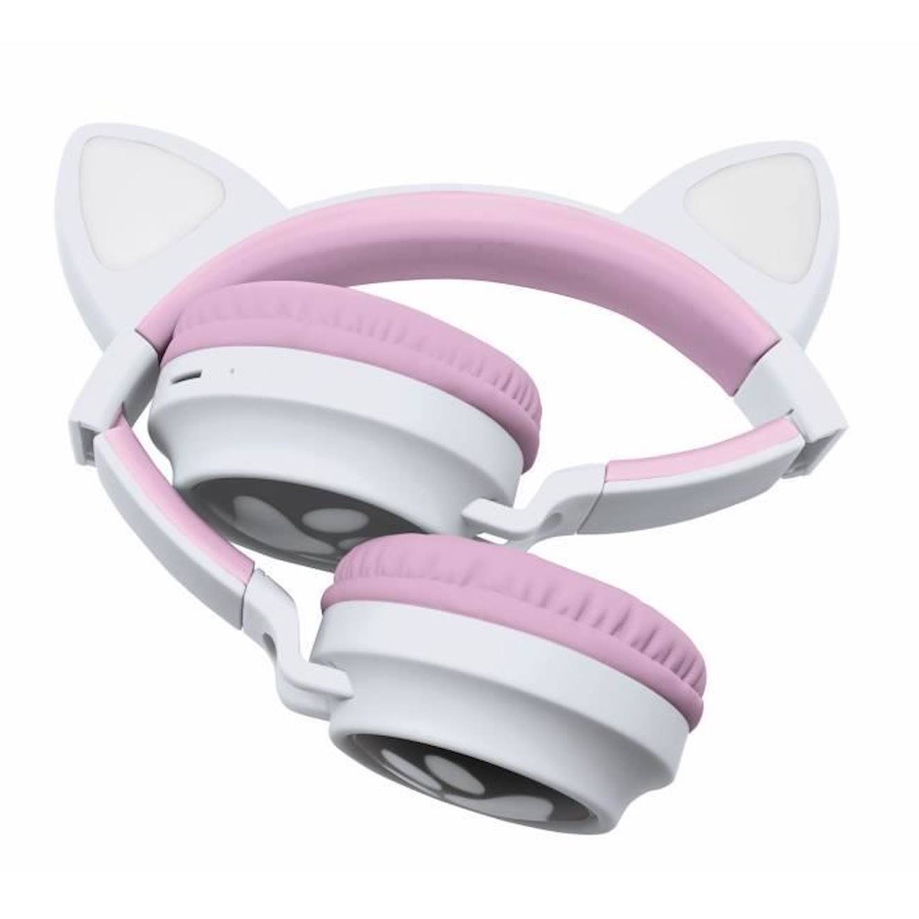 Casque audio 2-en-1 avec oreilles de chat pour écouter votre musique sans fil en Bluetooth 5.0 rose