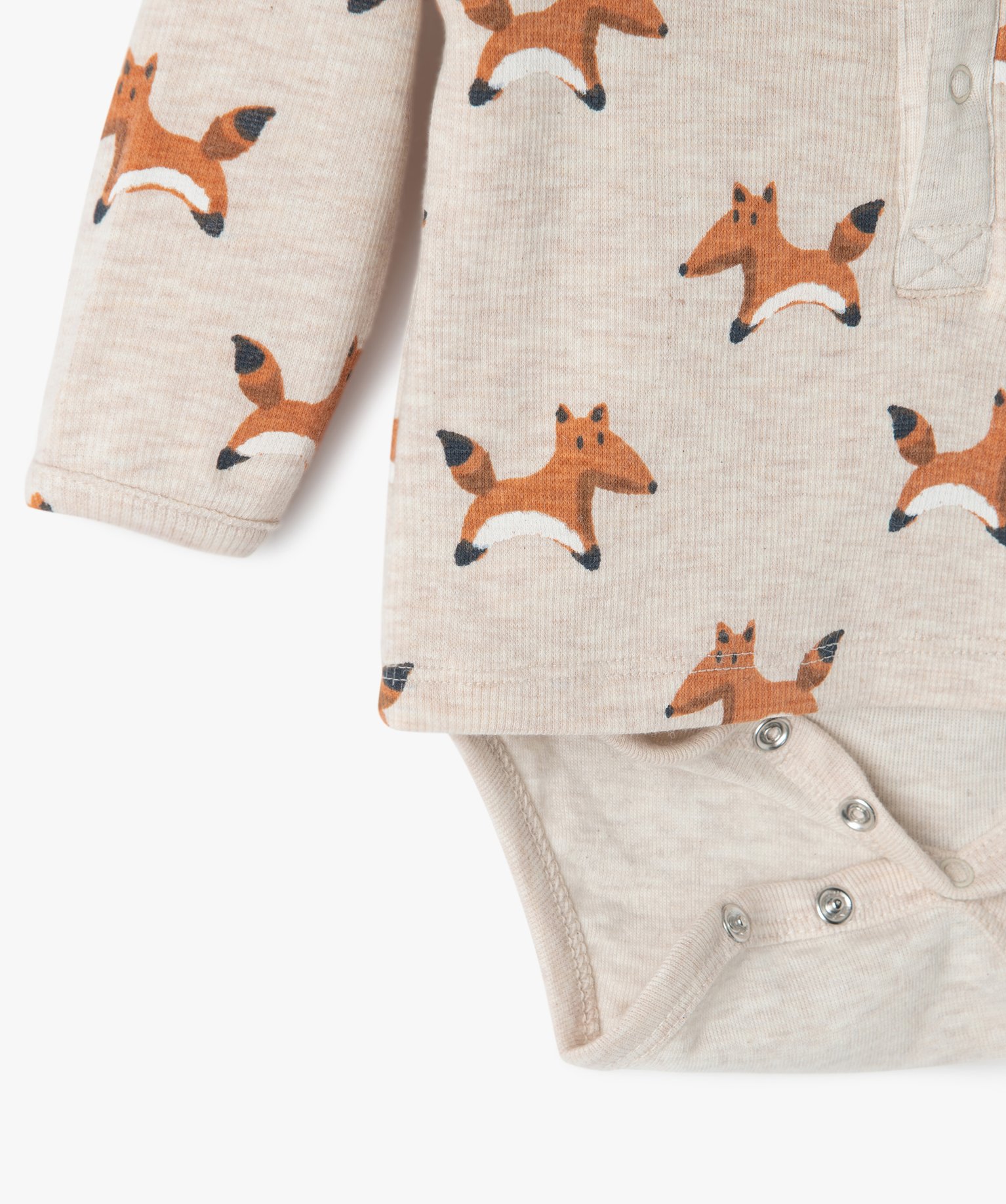 Body bébé à manches longues effet tee-shirt beige | GEMO