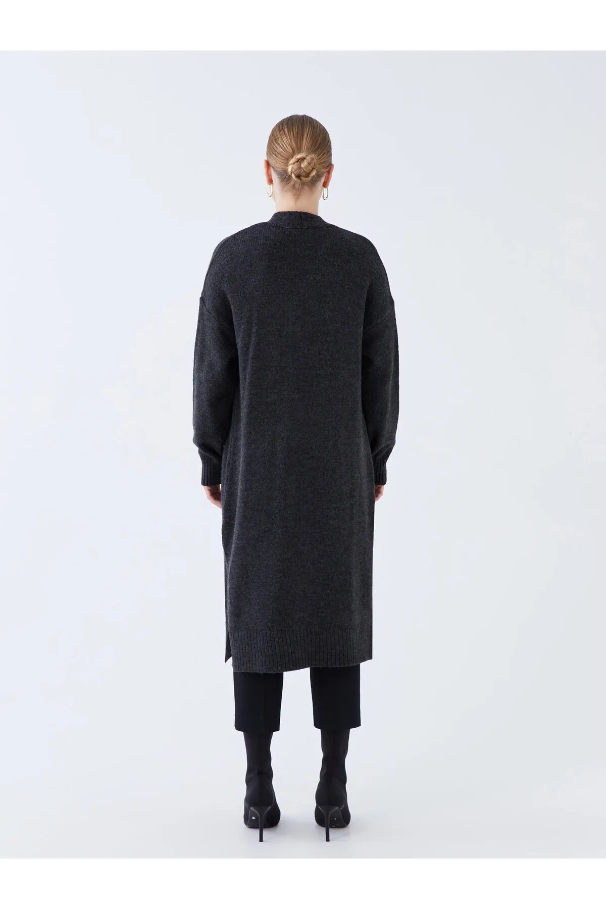 LC Waikiki  Einfarbiger, langärmliger Damen-Strick-Cardigan mit Schalkragen