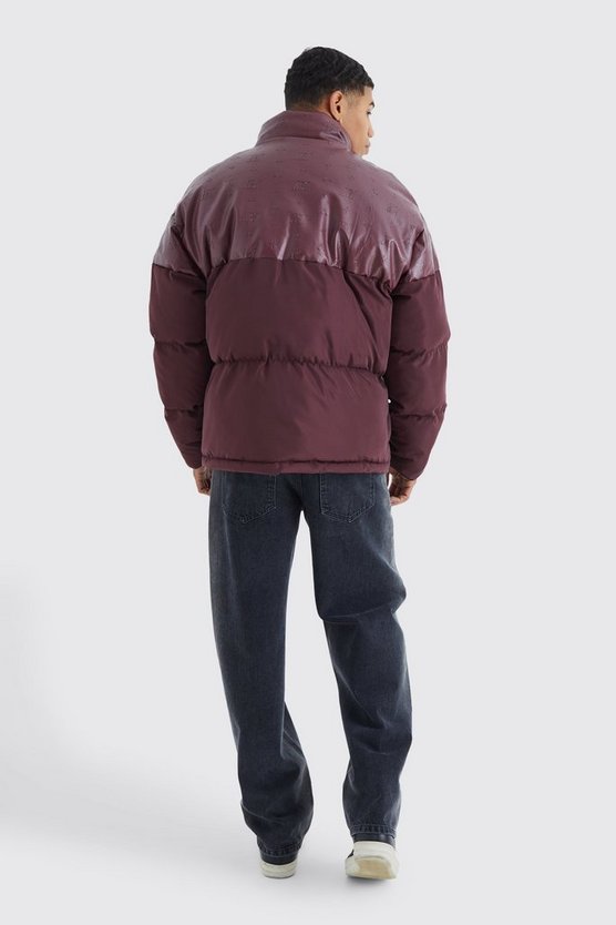 Oversize PU & Nylon Steppjacke