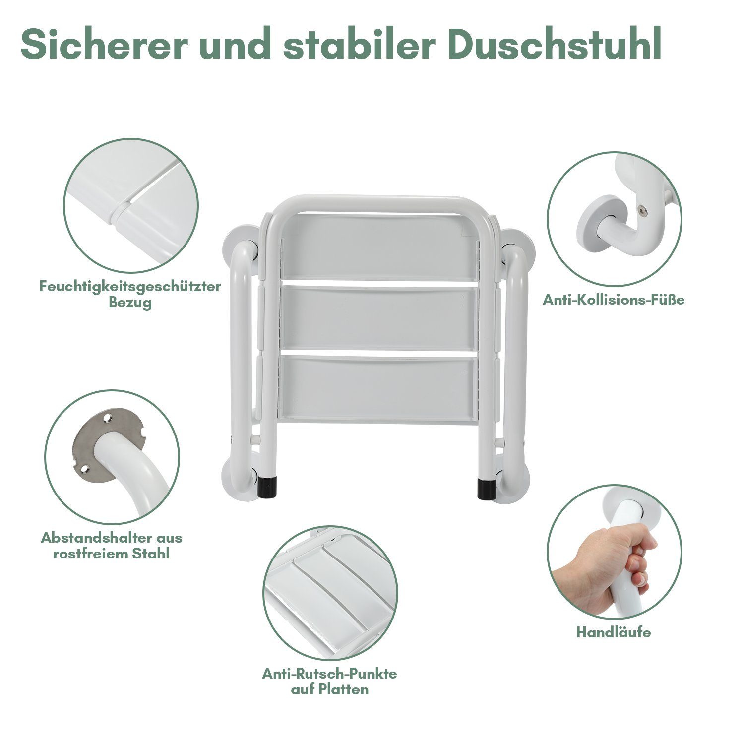 Lospitch Duschhocker Duschsitz Klappbar Wandmontage Duschhocker Badhocker bis 120kg