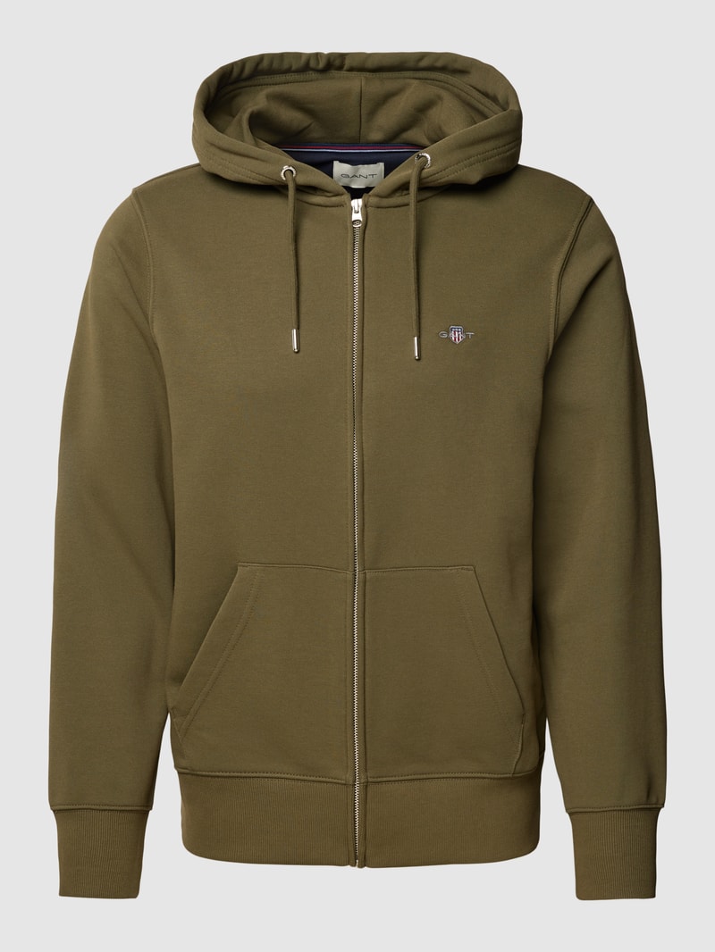 Sweatjacke mit Kapuze in olivgrün