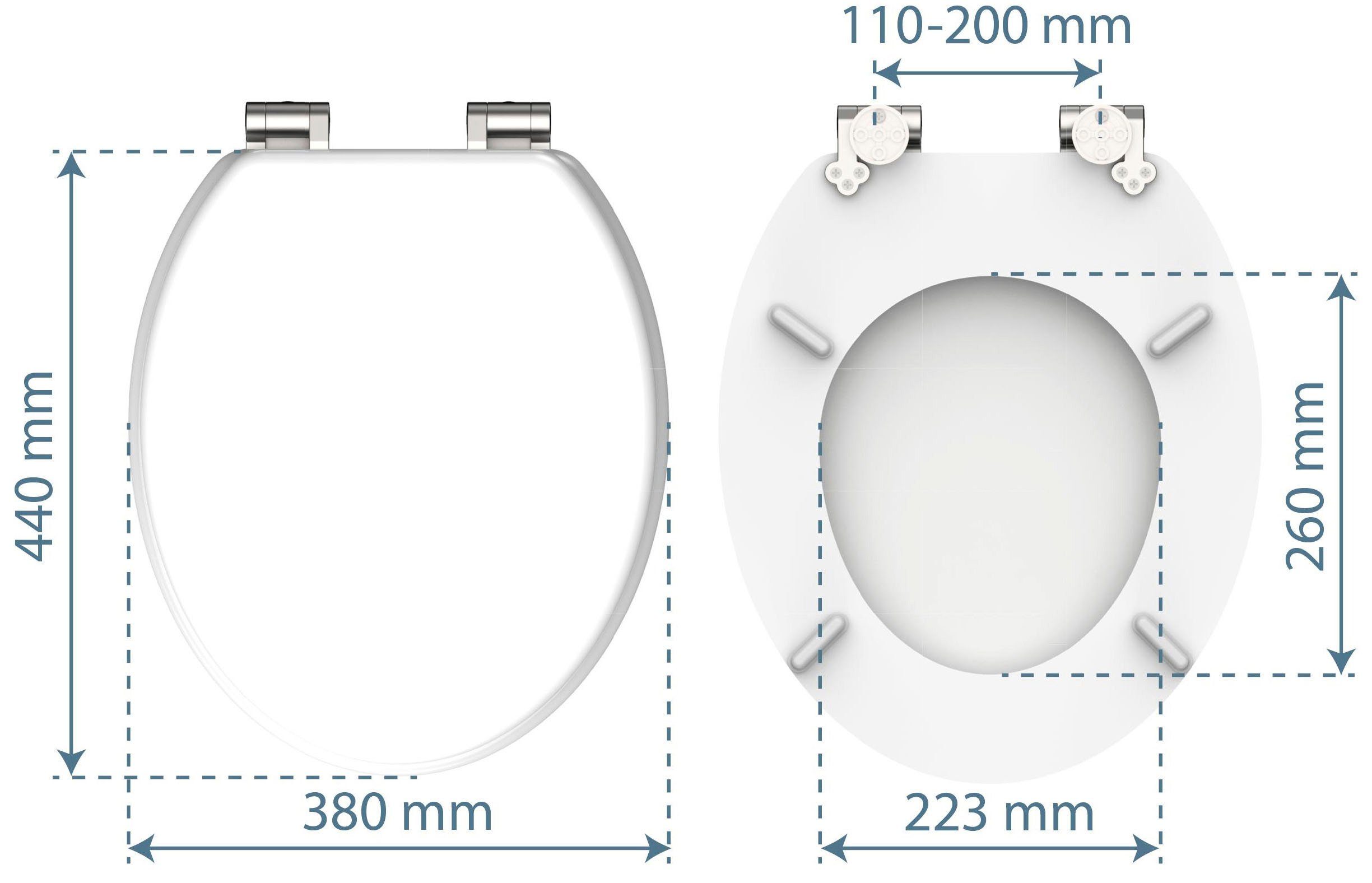 Schütte WC-Sitz WHITE, mit Absenkautomatik und Holzkern, max, Belastung der Klobrille 150 kg