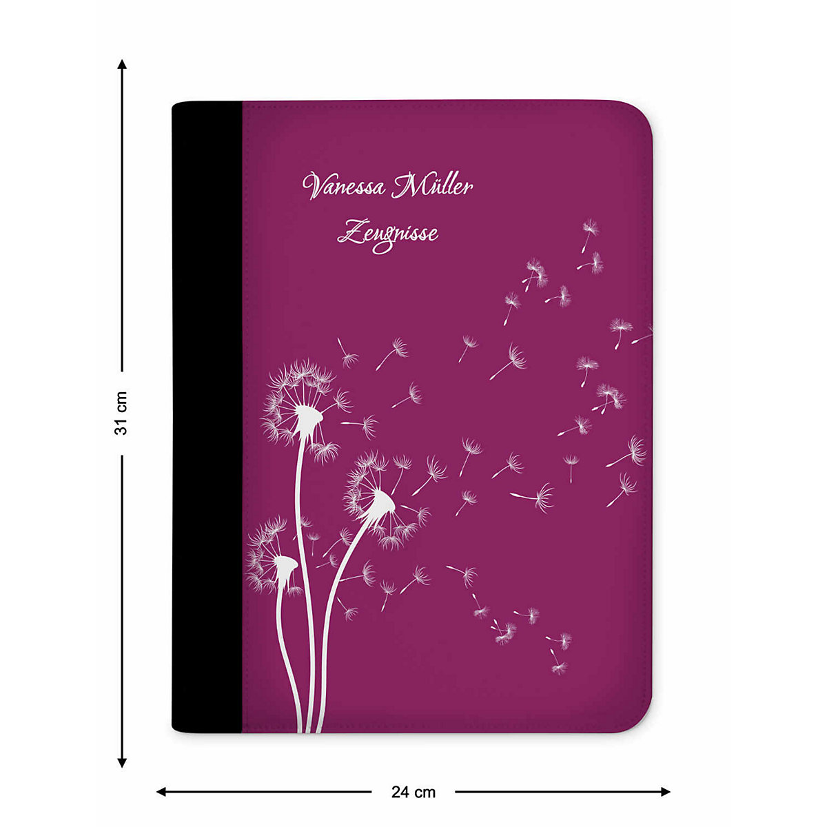 Zeugnismappe / Dokumentemappe mit Name personalisiert Pusteblume Brombeere
